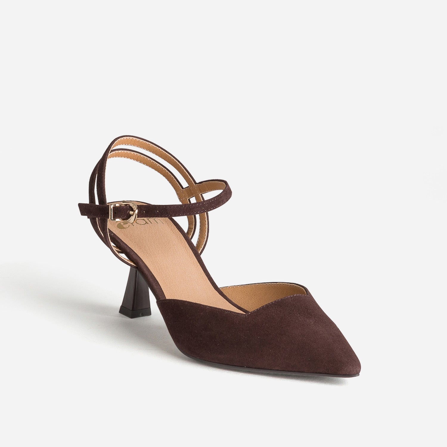 Escarpin marron suédé à brides