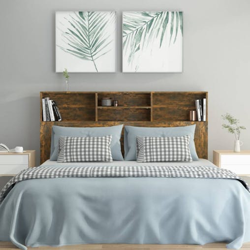 NNEVL Headboard Cabinet Smoked Oak 160x19x103.5 cm