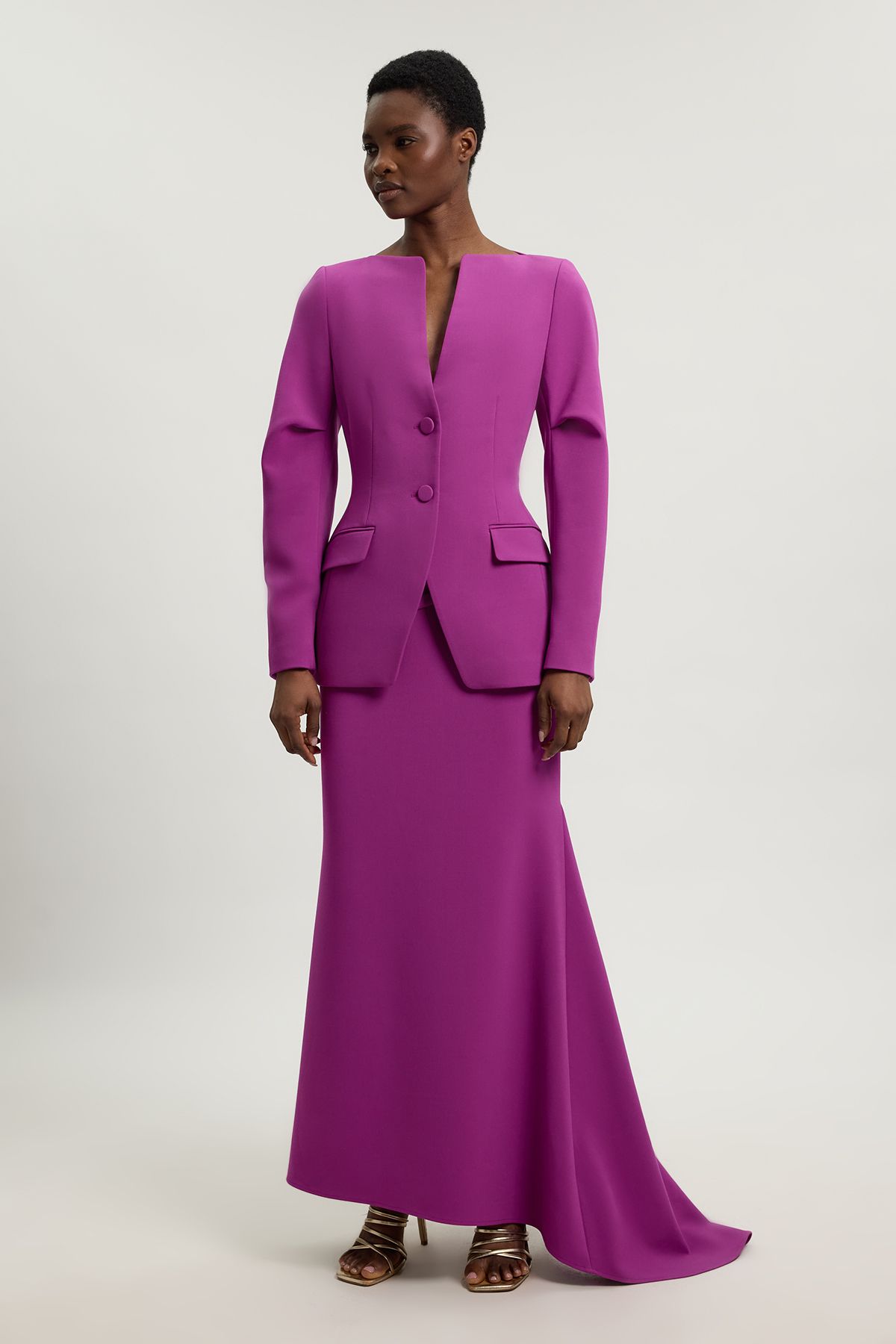 KarenMillen Compact Stretch Tailored Single Breast Blazer