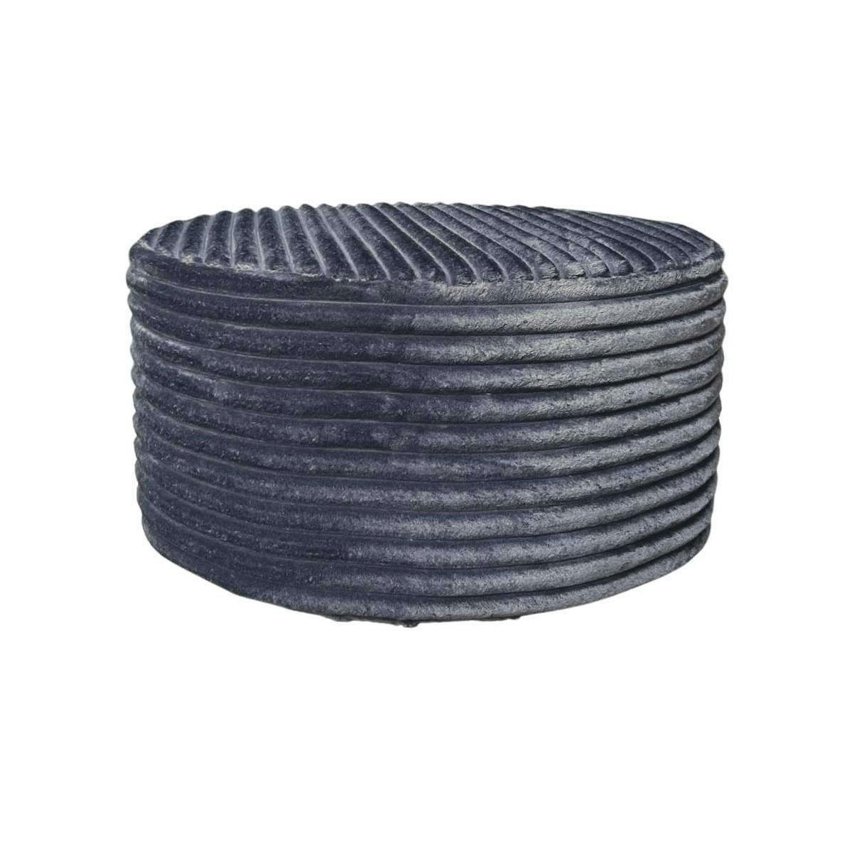 Pouf rond gris en velours côtelé RIVOLI