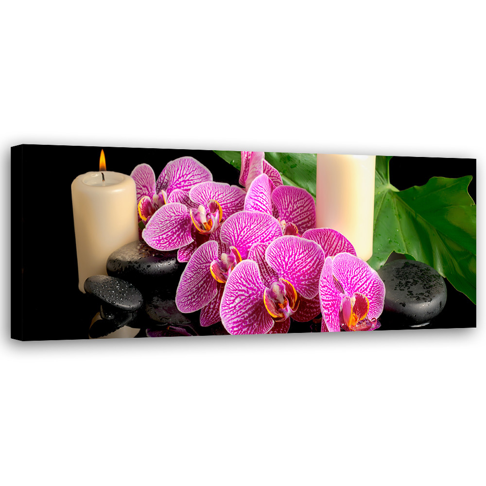 Feeby Obraz na płótnie, Orchidea Storczyk Świeczki 90x30