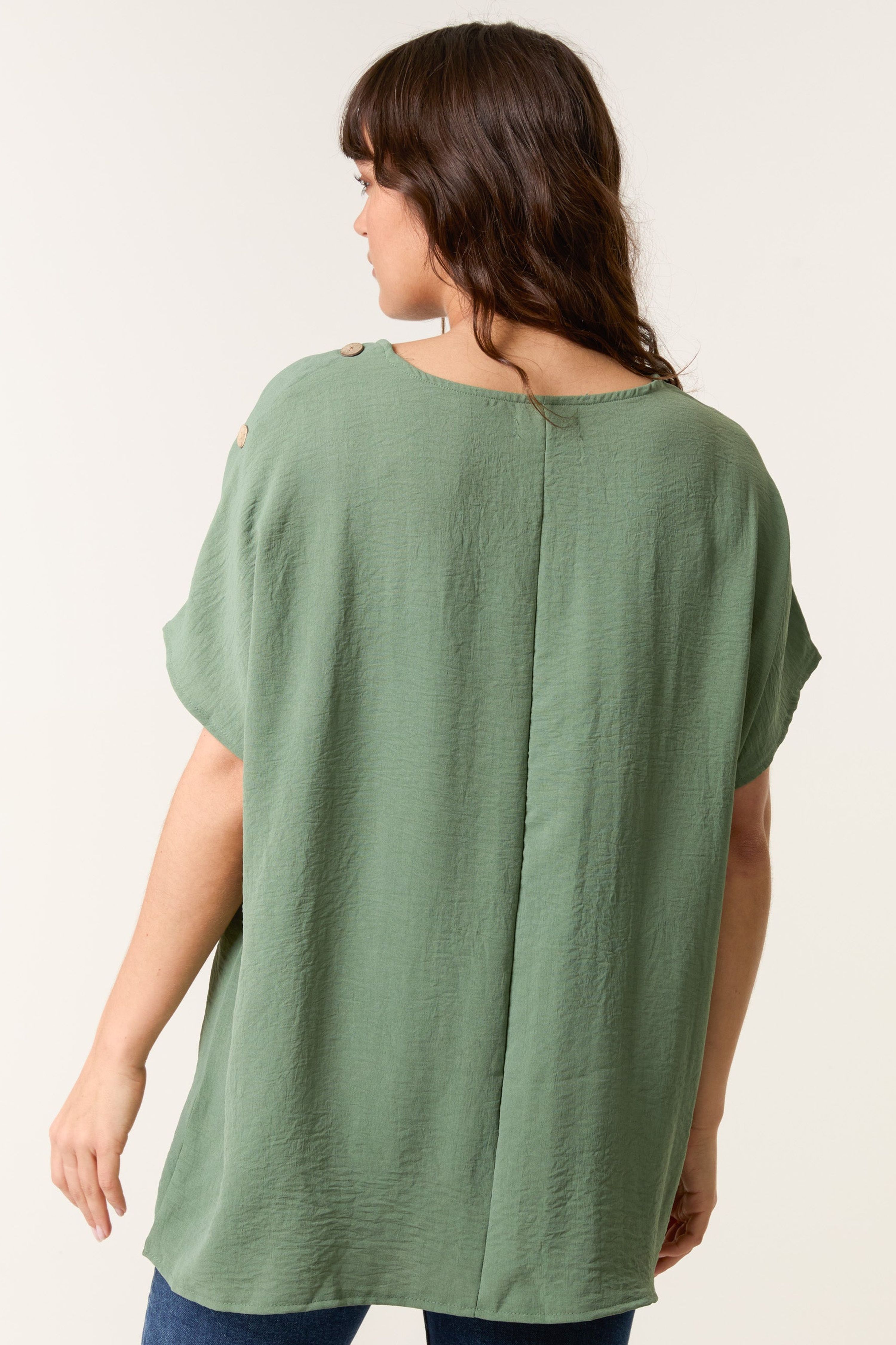Blue Vanilla Khaki Round Neck Top