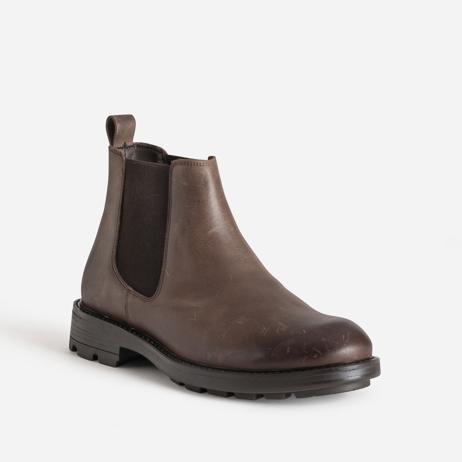 Chelsea boots marron en cuir brossé