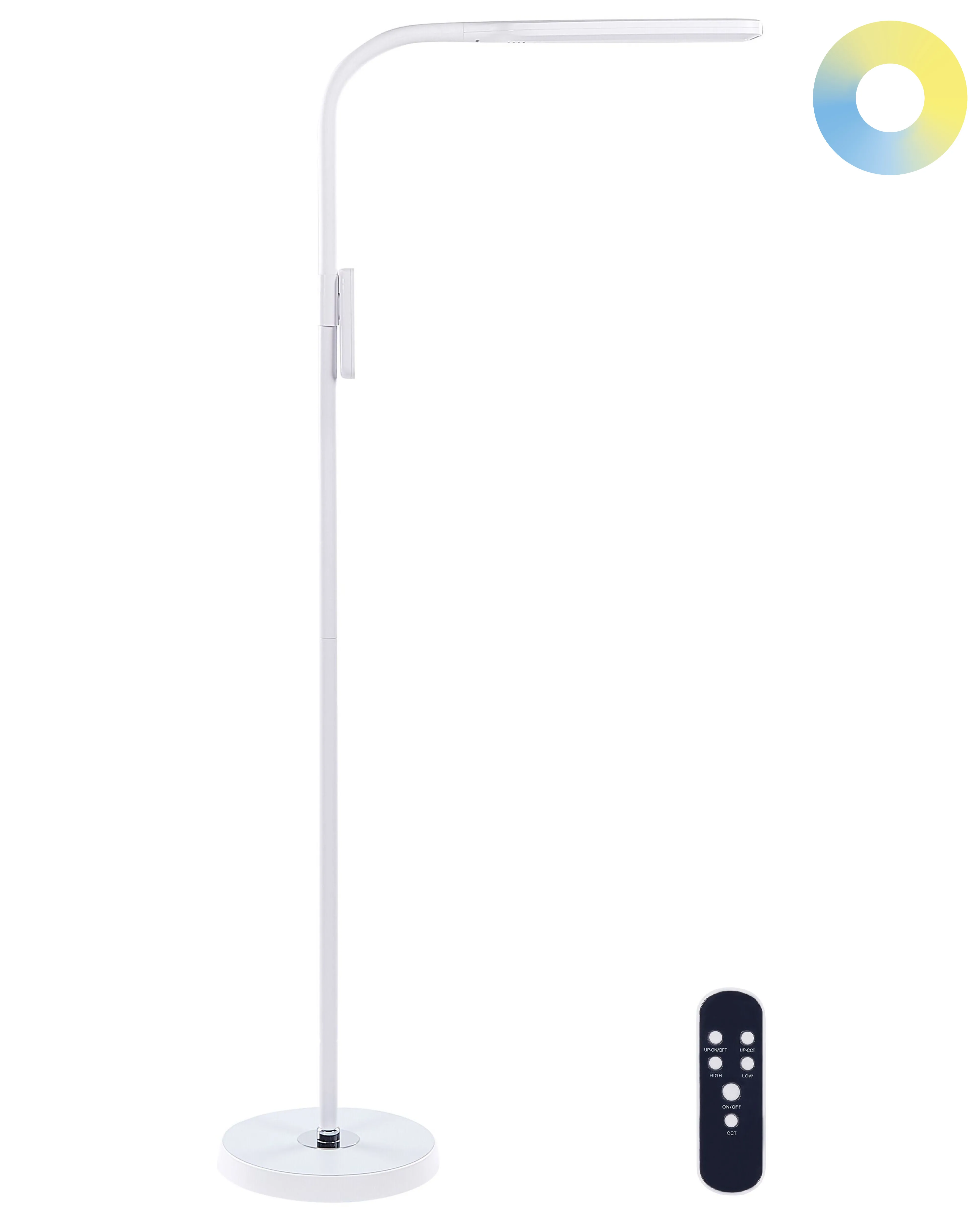 LED Floor Lamp ARIES with Remote with Dimmer Metal White