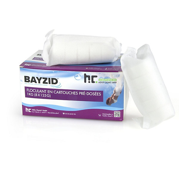 Cartouches De Floculant Pré-dosées Bayzid 16 x 1 Kg (8x 125g), Pour Piscines À Filtration Sable