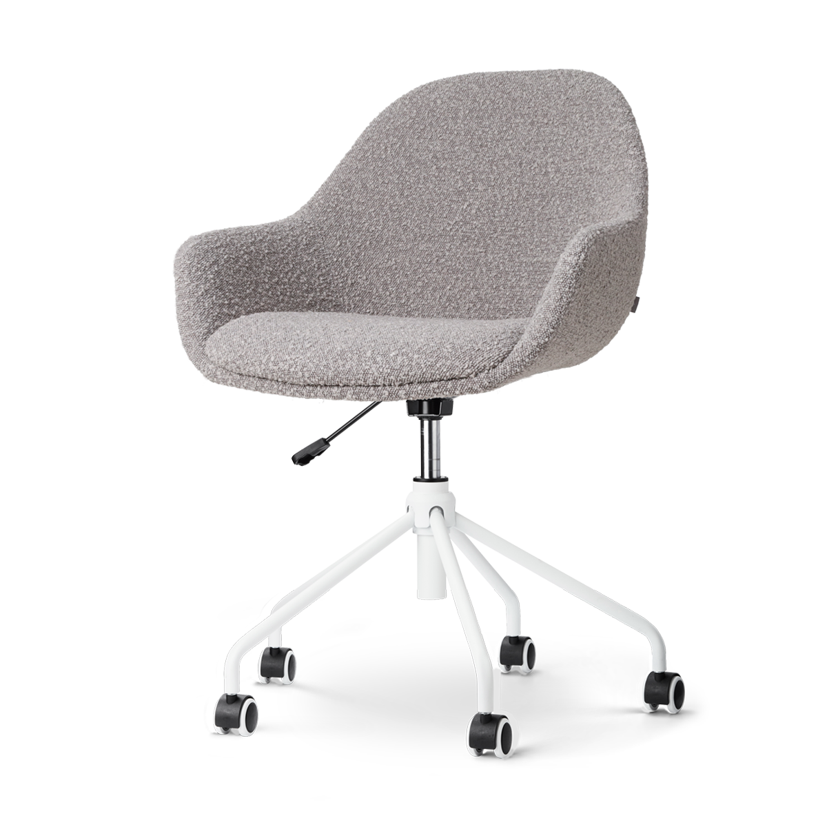 Nolon Nout-Mae Bureaustoel Bouclé Taupe - Armleuning - Wit Onderstel