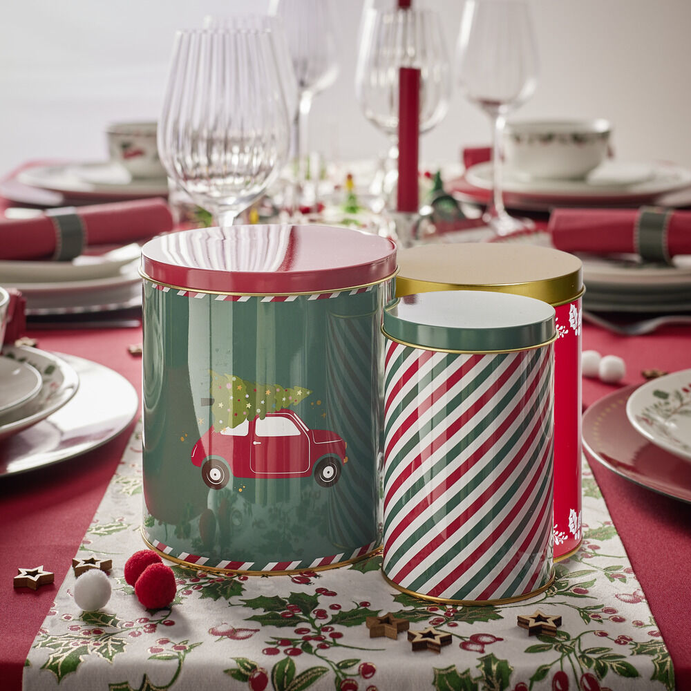 Lot de 3 boÎtes alimentaires en métal décor No&euml;l 3 tailles