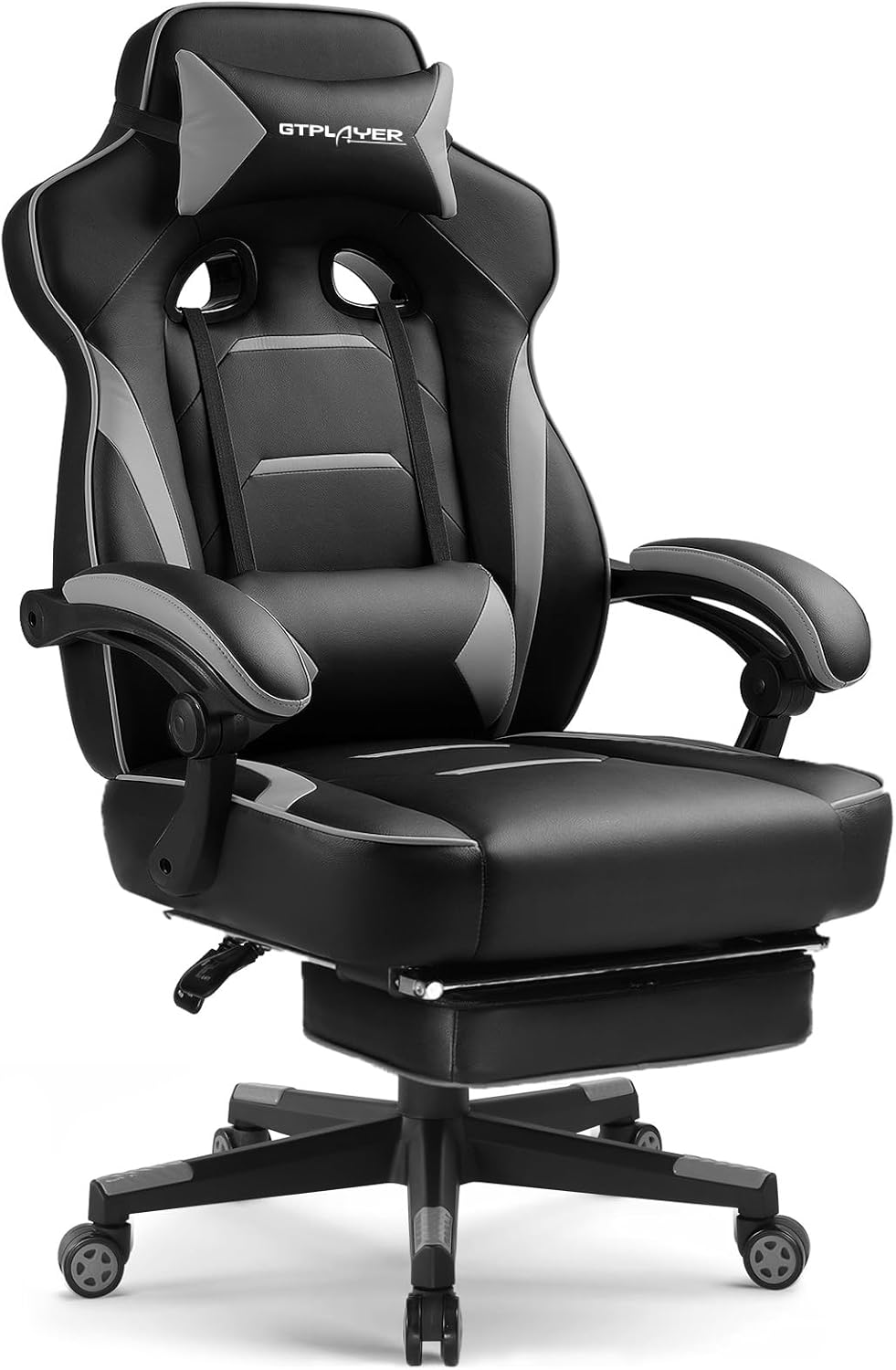 GTPLAYER Gaming Chair for Adults, Big and Tall 350LBS Heavy Duty Office Chair, Ergonomic High Back Lumbar Support and Recliner for Back Pain Relief, Sky Gray