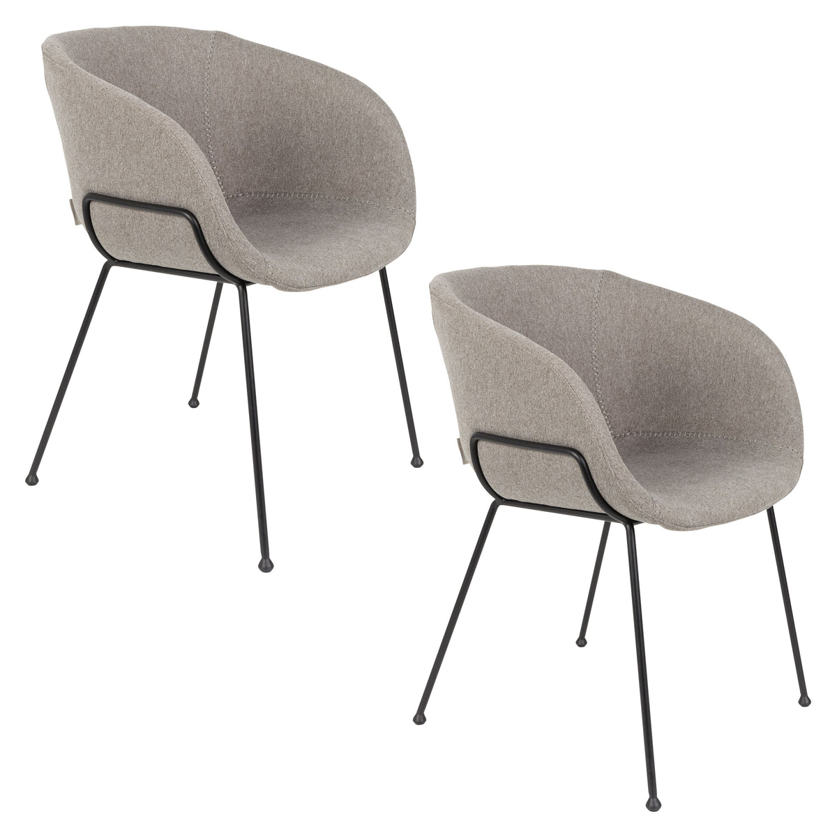 Zuiver Feston Eetkamerstoelen Armleuning Fab Grijs - Set van 2