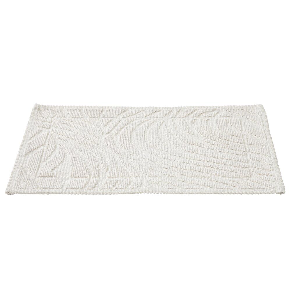 Tapis salle de bain coton relief uni beige 80x50cm