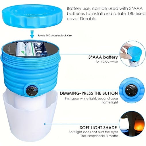 NNETM Camping Lantern with Flame Flicker Mode