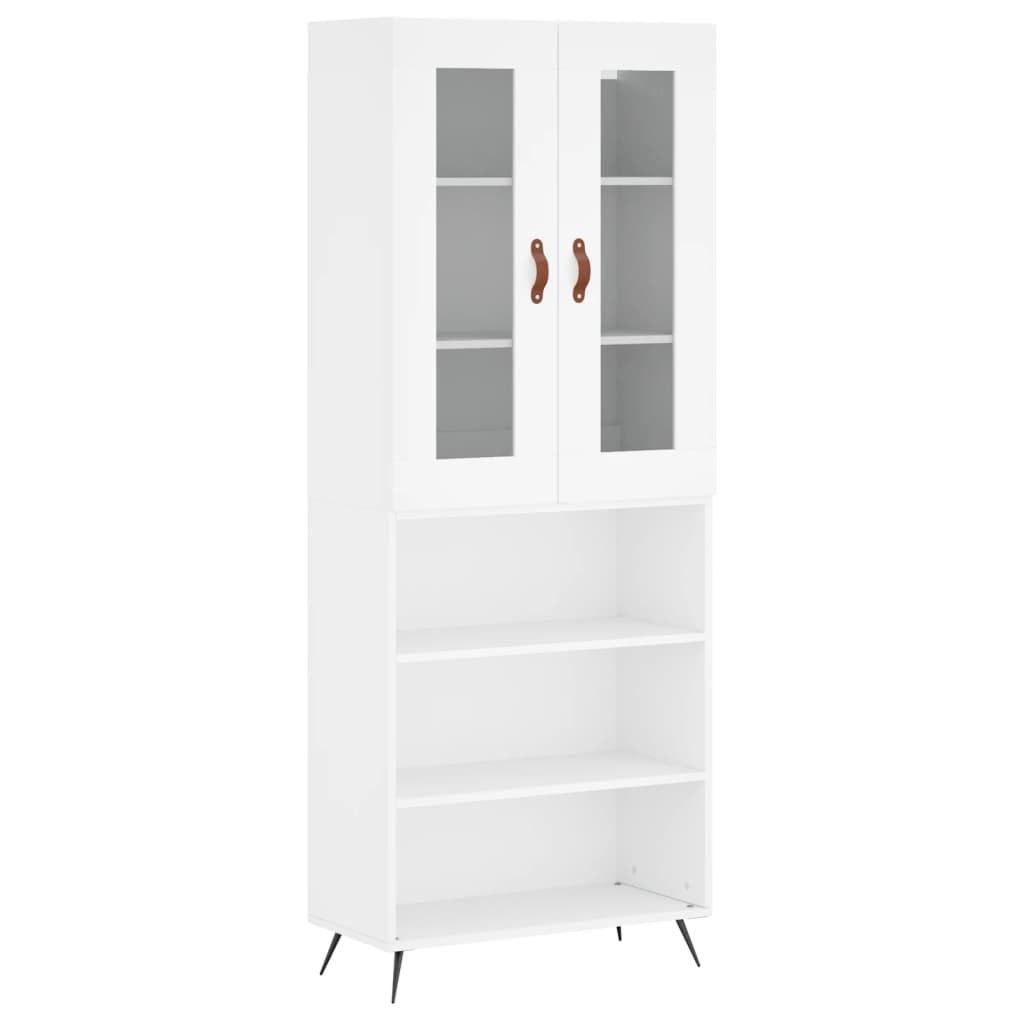 Szafka Biała z Drzwiami Szklanymi 69.5x34x180 cm do Salonu Pokoju