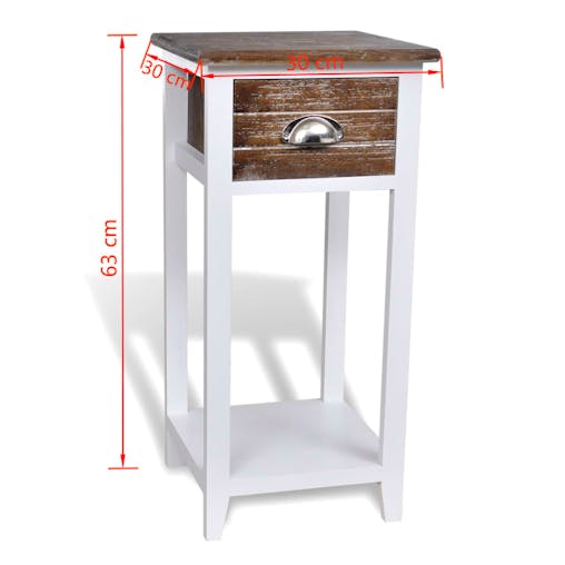 NNEVL Nightstand with 1 Drawer Brown and White
