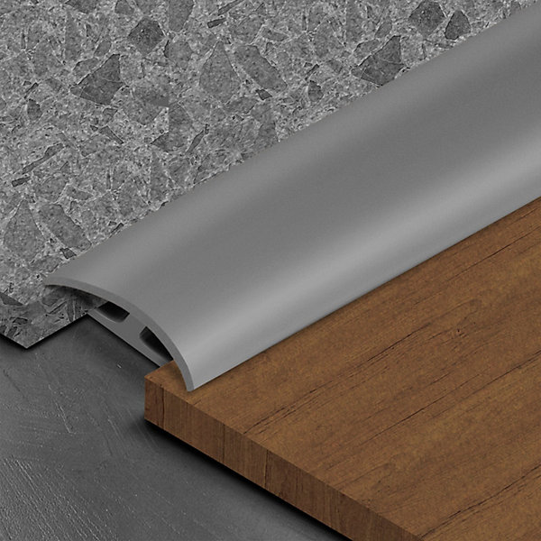 Barre de seuil étanche Double bordure PVC 24 x 35 mm Gris Longueur 1 m - Floordirekt