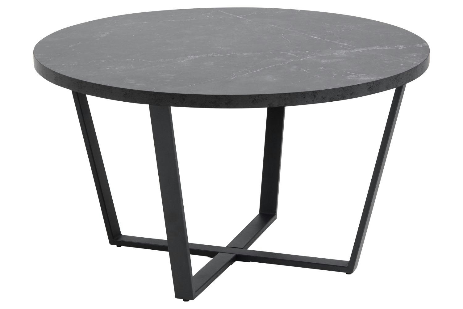HARLEM - Table basse ronde effet marbre noir