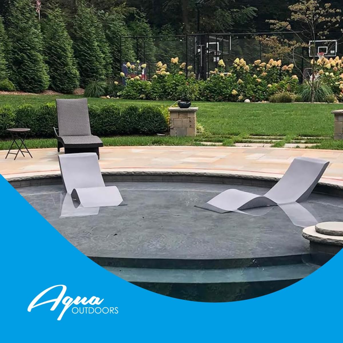 Aqua Outdoors - in-Pool Chaise Lounger - Inside Pool & Sun Shelf Lounge Chair - Designed for Water Depths Up to 9” - Compatible with All Types - Poolside & Sun Deck Tanning - Gray Granite