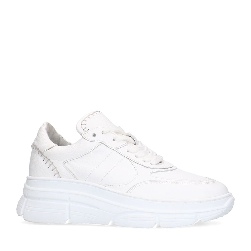 Manfield Witte leren sneakers