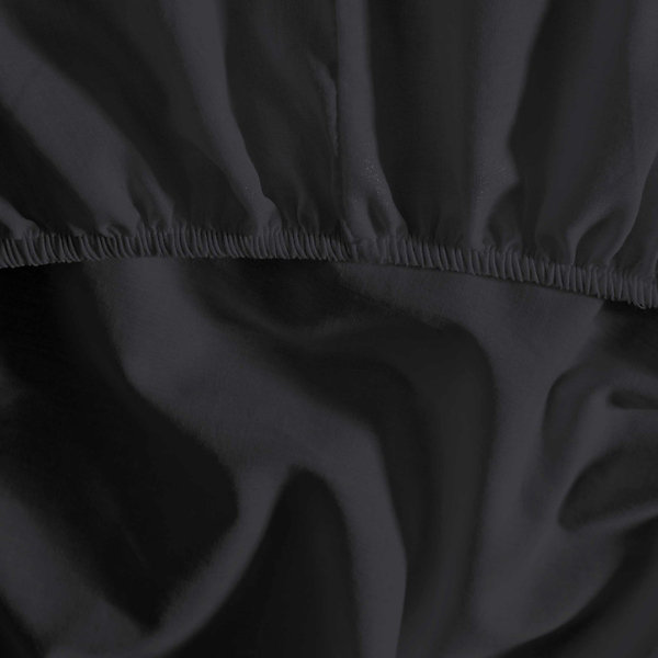 Drap housse en coton bonnet 30 cm Anthracite 180x200 cm STUDIO