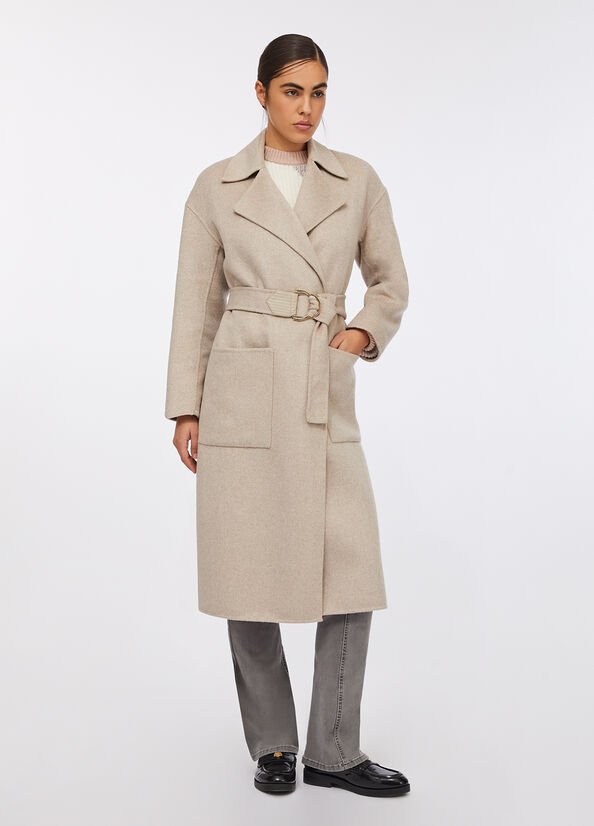 Cappotto in lana con cintura