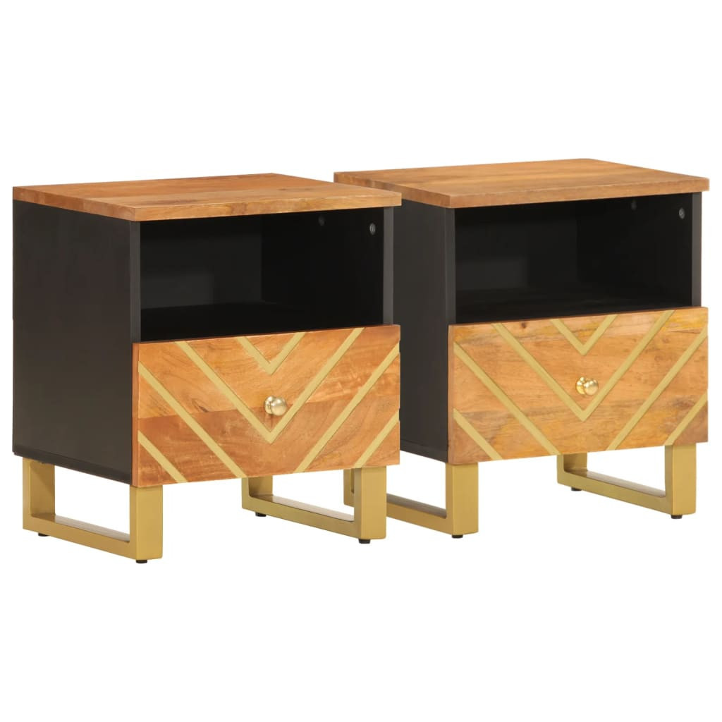 2x Szafka Nocna Stolik Komoda Czarna z Szufladą Do Sypialni 40x33x46 cm