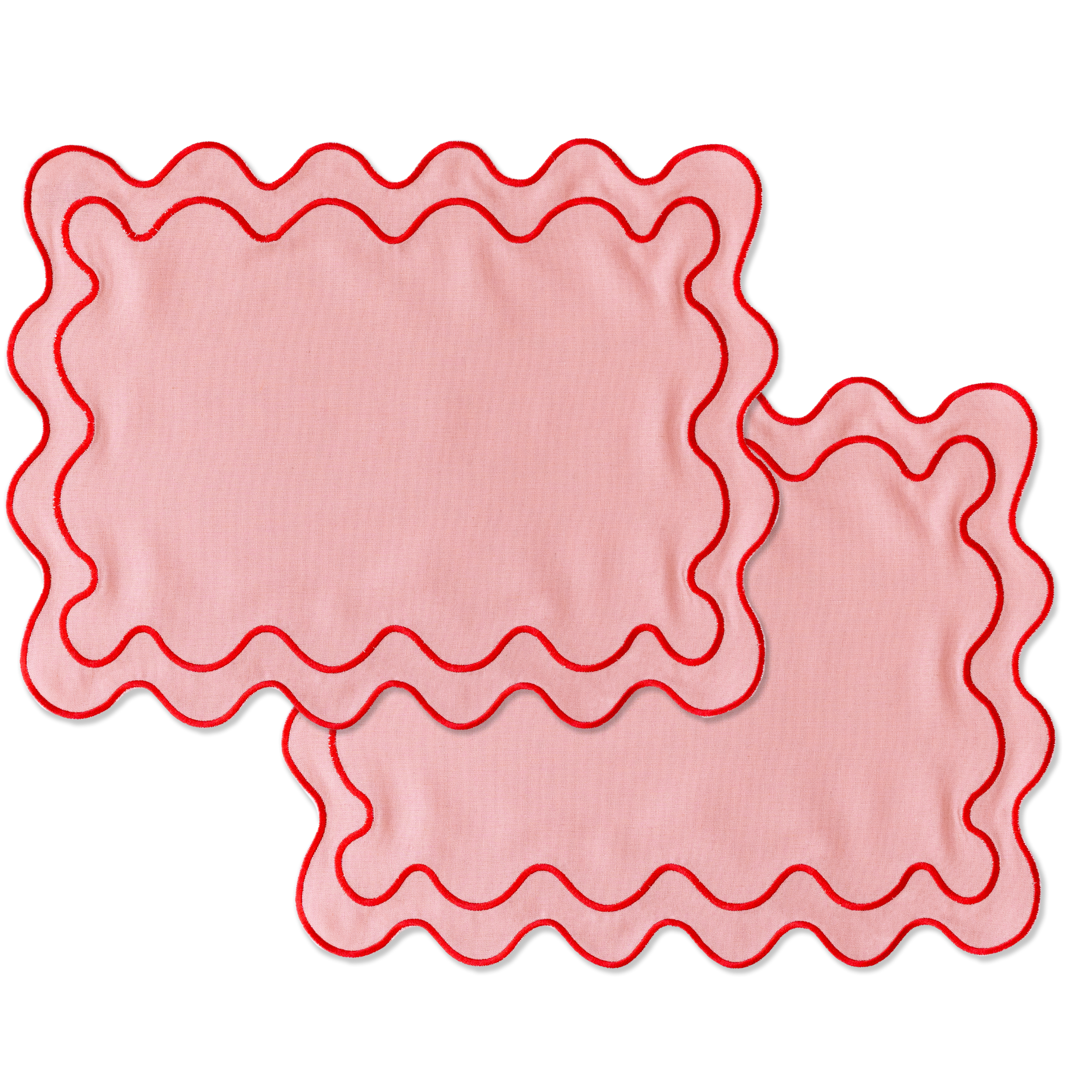 Kulu Club placemats Wavy - linnenmix - roze - set van 2