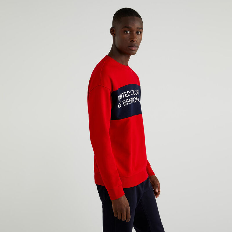 Sweatshirt in cotton with clashing band