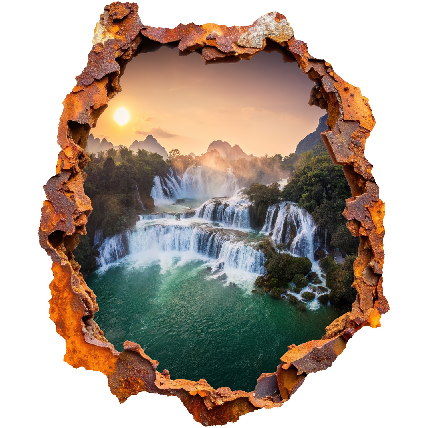 Naklejka wyrwa w ścianie naturalna panorama dziura 3D 66x80