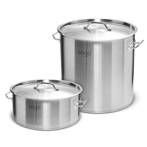 SOGA 23L Wide Stock Potand 71L Tall Top Grade Thick Stainless Steel Stockpot 18/10