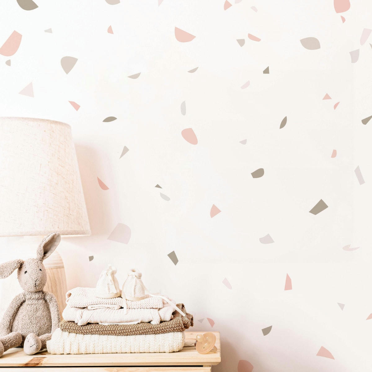 TERRAZZO - Stickers muraux en vinyle terrazzo rose et gris tourterelle