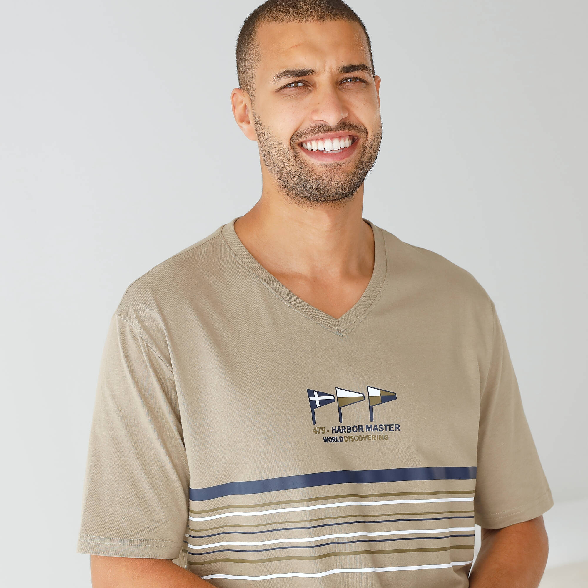 Pyjama short col V coton adouci