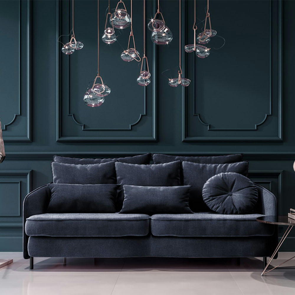 TREMEZZO - Canapé 3 places tissu droit bleu