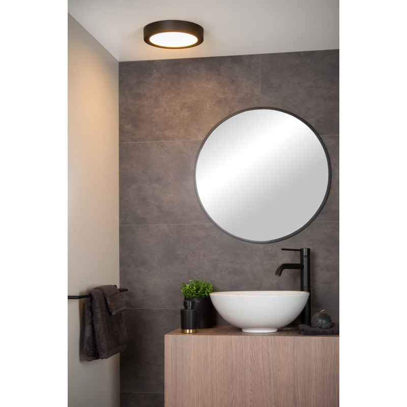 Plafonnier LED pour salle de bain Brice rond noir 989 lm 15 W LUCIDE