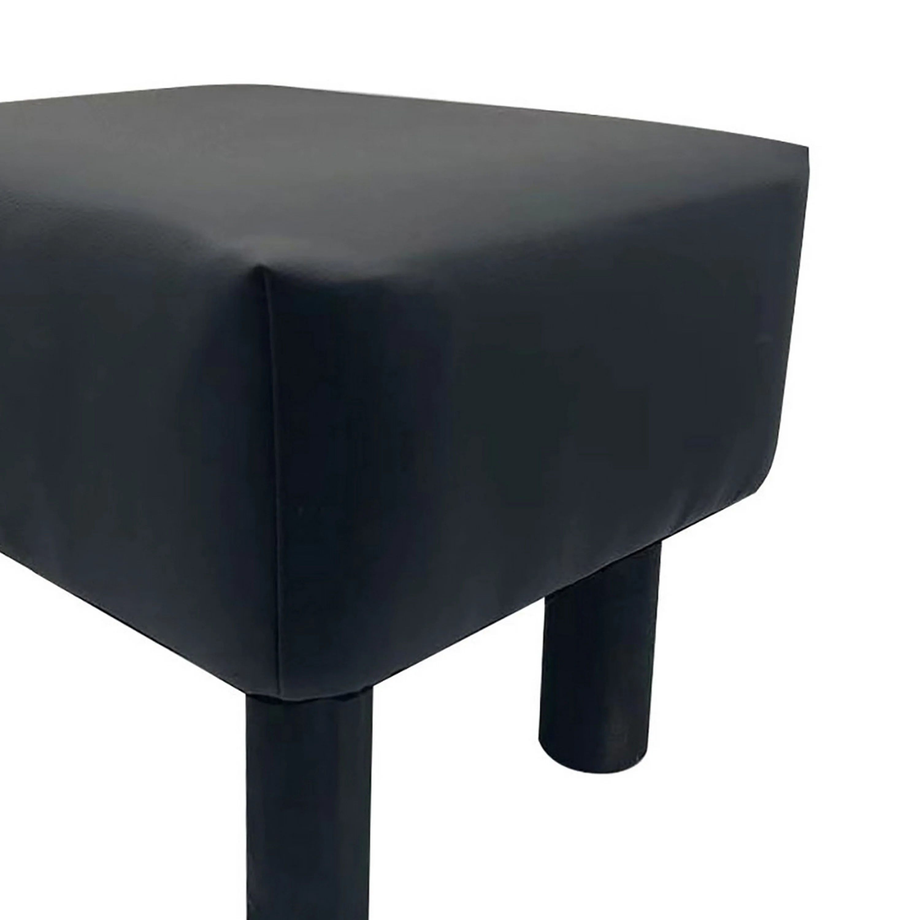 Ginni Footstool Ottoman Set of 2, Black Faux Leather, Soft Seat, Wood Legs