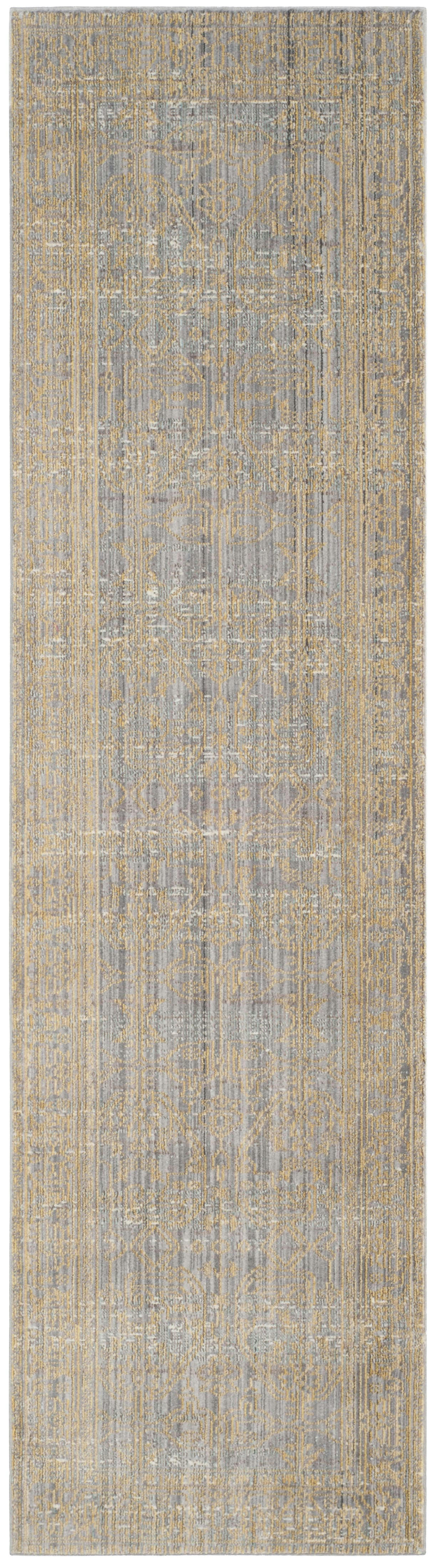 VALENCIA - Tapis de salon interieur en gris & or, 69 x 183 cm