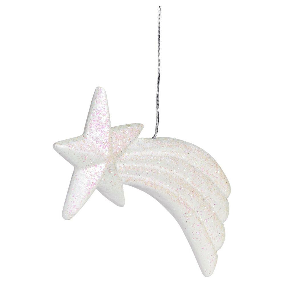 étoile filante à suspendre blanc pailleté