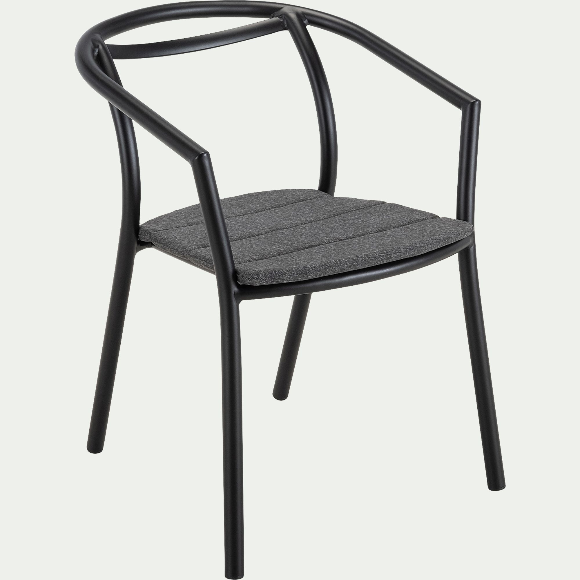 LAZZARO - Chaise de jardin avec accoudoirs en aluminium - noir