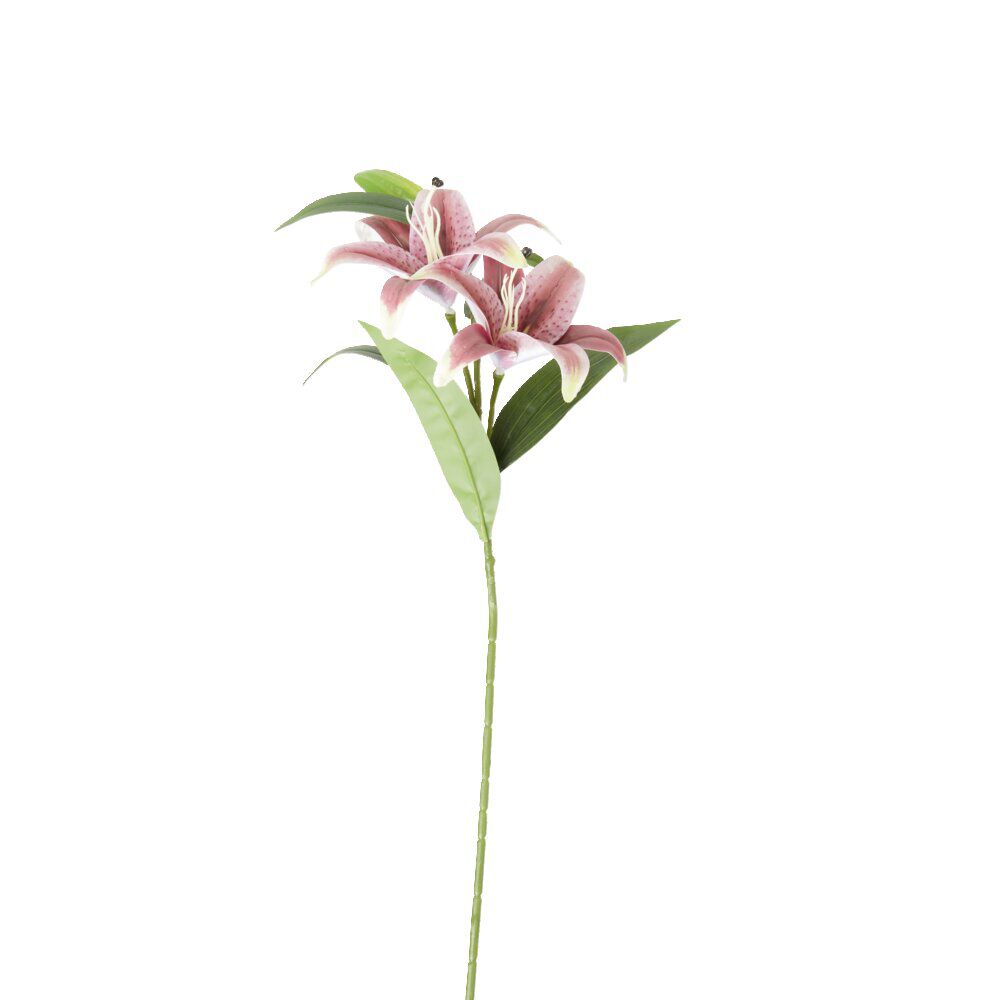 Fleur artificielle 3 tiges lys rose H78cm