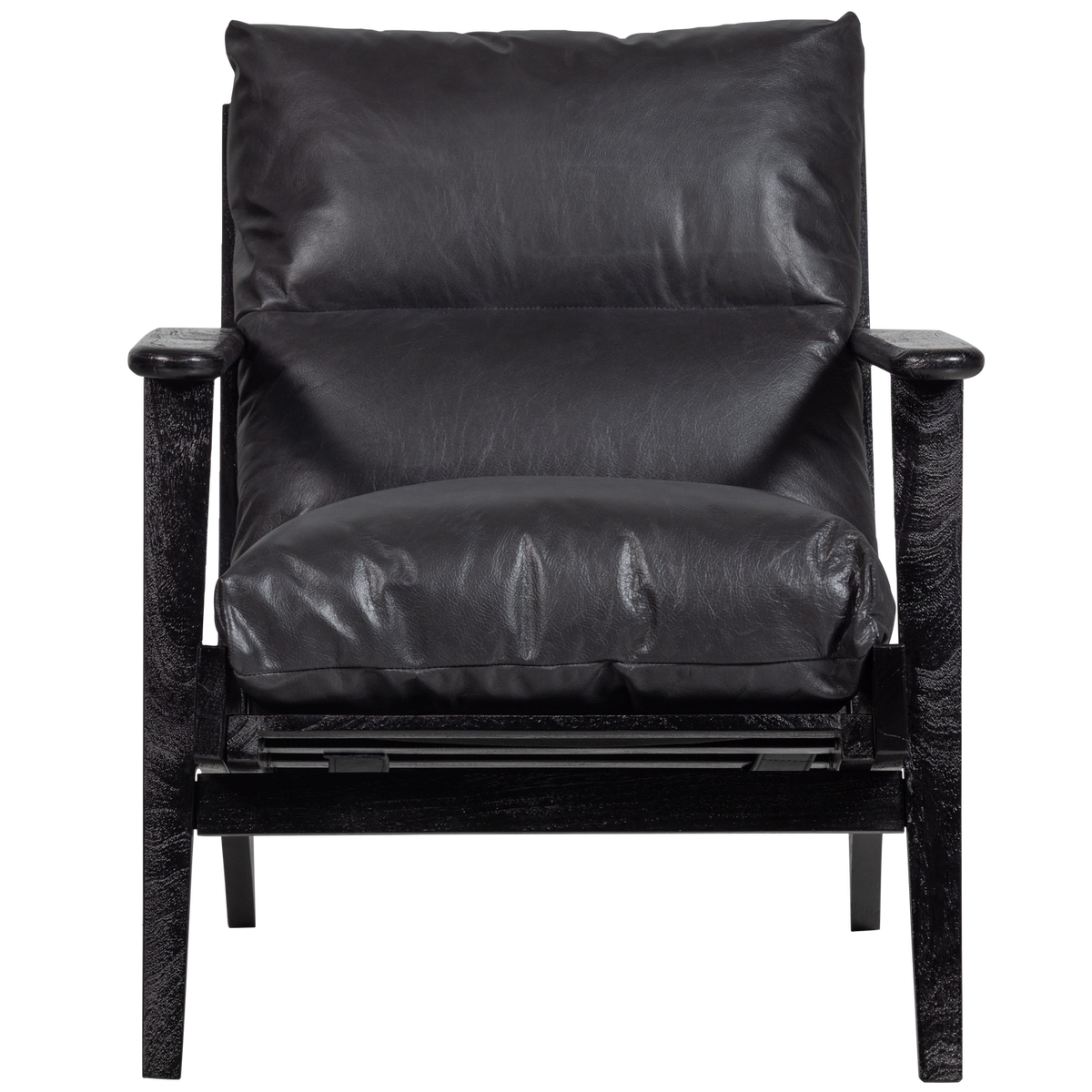 WOOOD fauteuil Houston - Leer- Zwart - 86x71x71