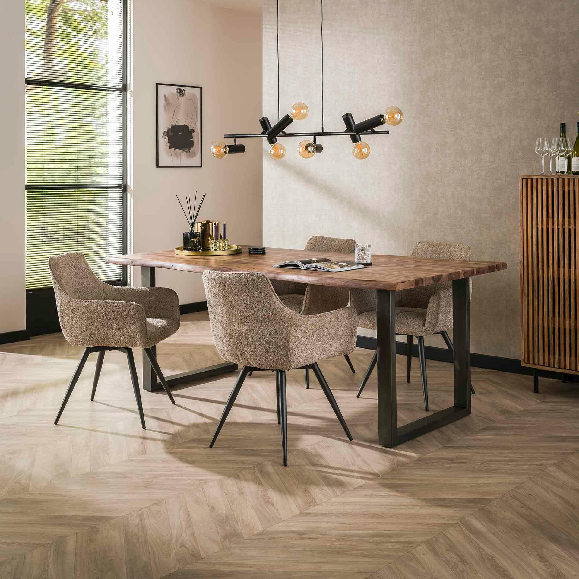 Fauteuil pivotant de salle à manger en bouclette sable (lot de 2) GALWAY