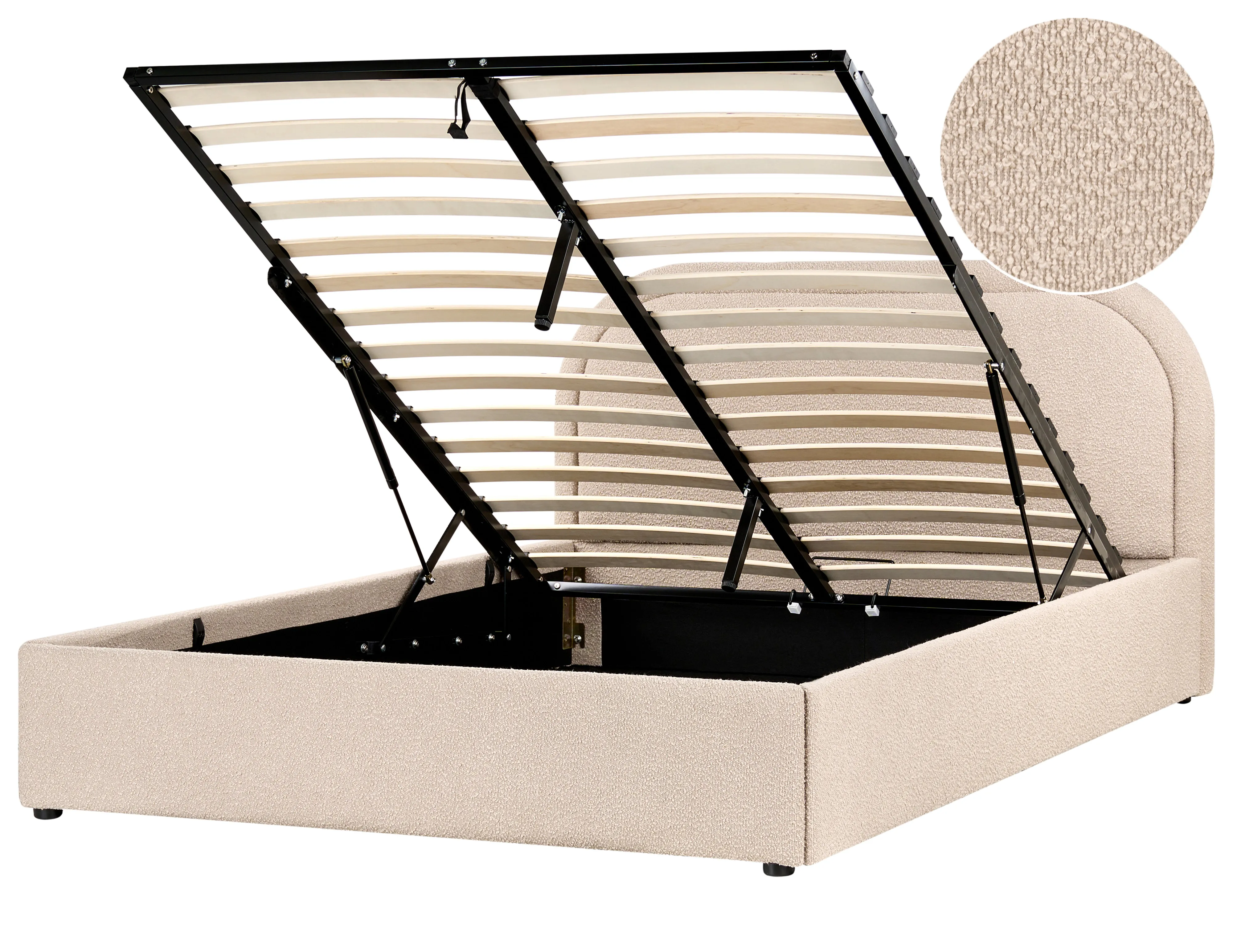 Ottoman Bed Boucle QUILLIEN 140 x 200 cm (EU Double) Beige
