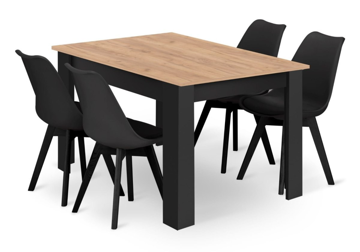 Zestaw stół prostokątny 120x80 craft   4 krzesła MARK czarne