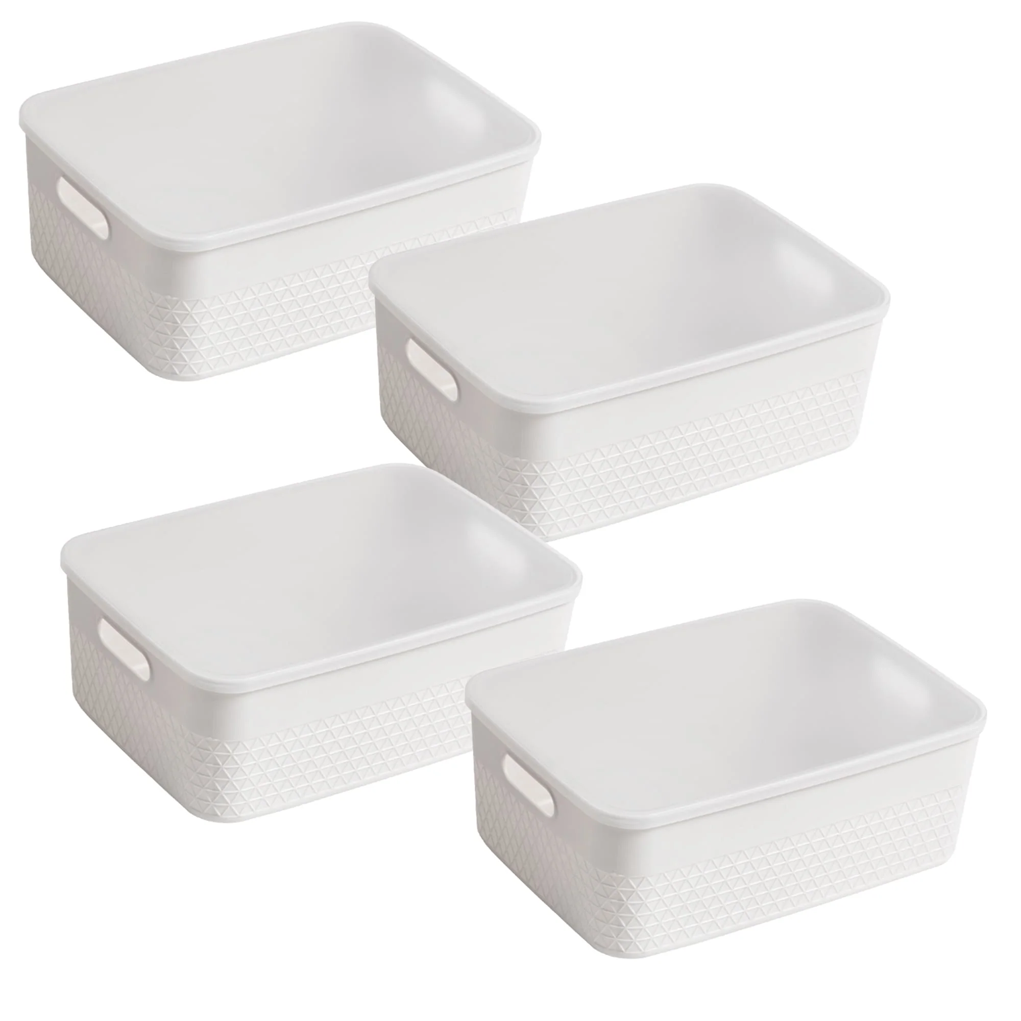 HANAMYA Lidded Storage Bin Organizer | Storage Organizing Container, Set of 6
