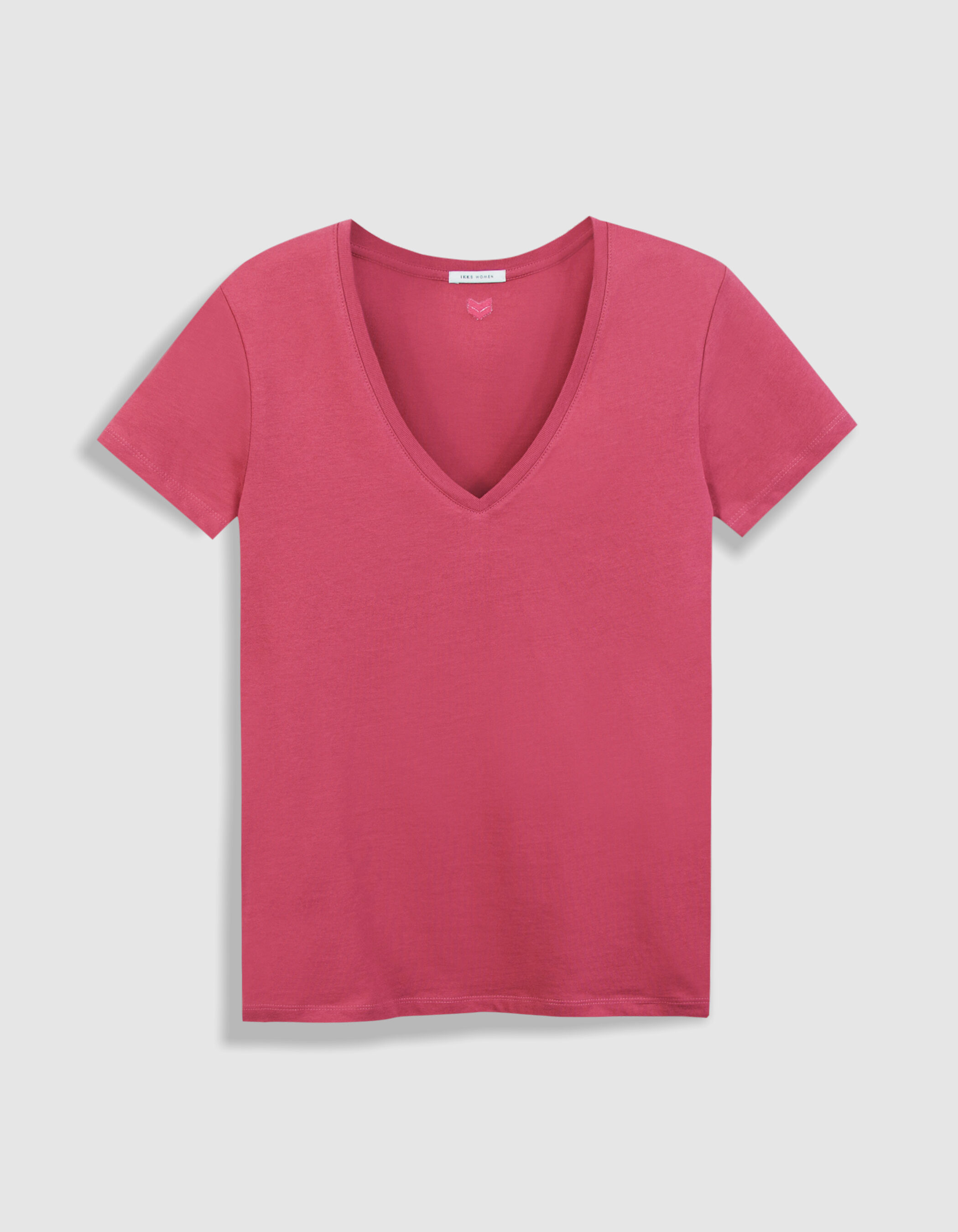 Tee-shirt col V bleu Femme