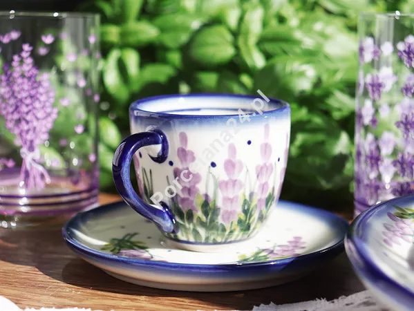 Filiżanka ze spodkiem do espresso 0,11 L / 12,5 cm Bolesławiec - Lawendowy Zakątek