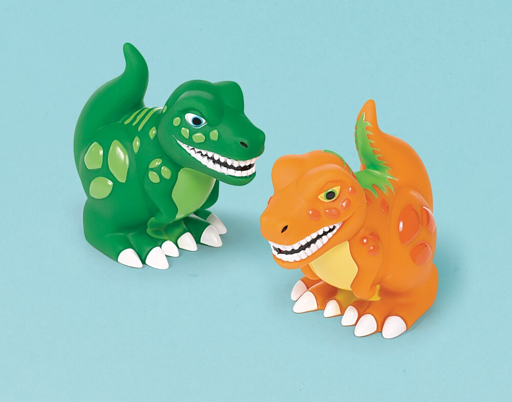 Dinosaur Squirt Toys for Birthday Party Favours/Decorations, Green/Orange, 4-pk