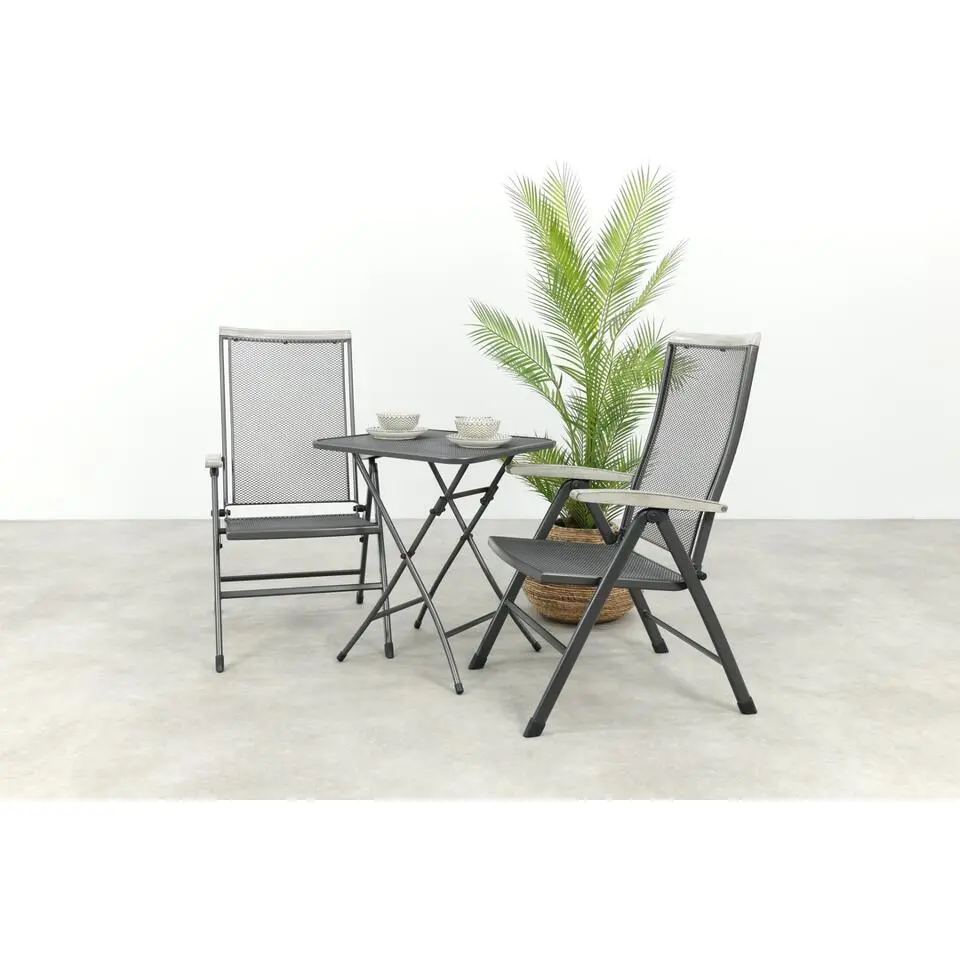 Royal Garden Balero inklapbare balkonset 3-delig strekmetaal 60x60 cm