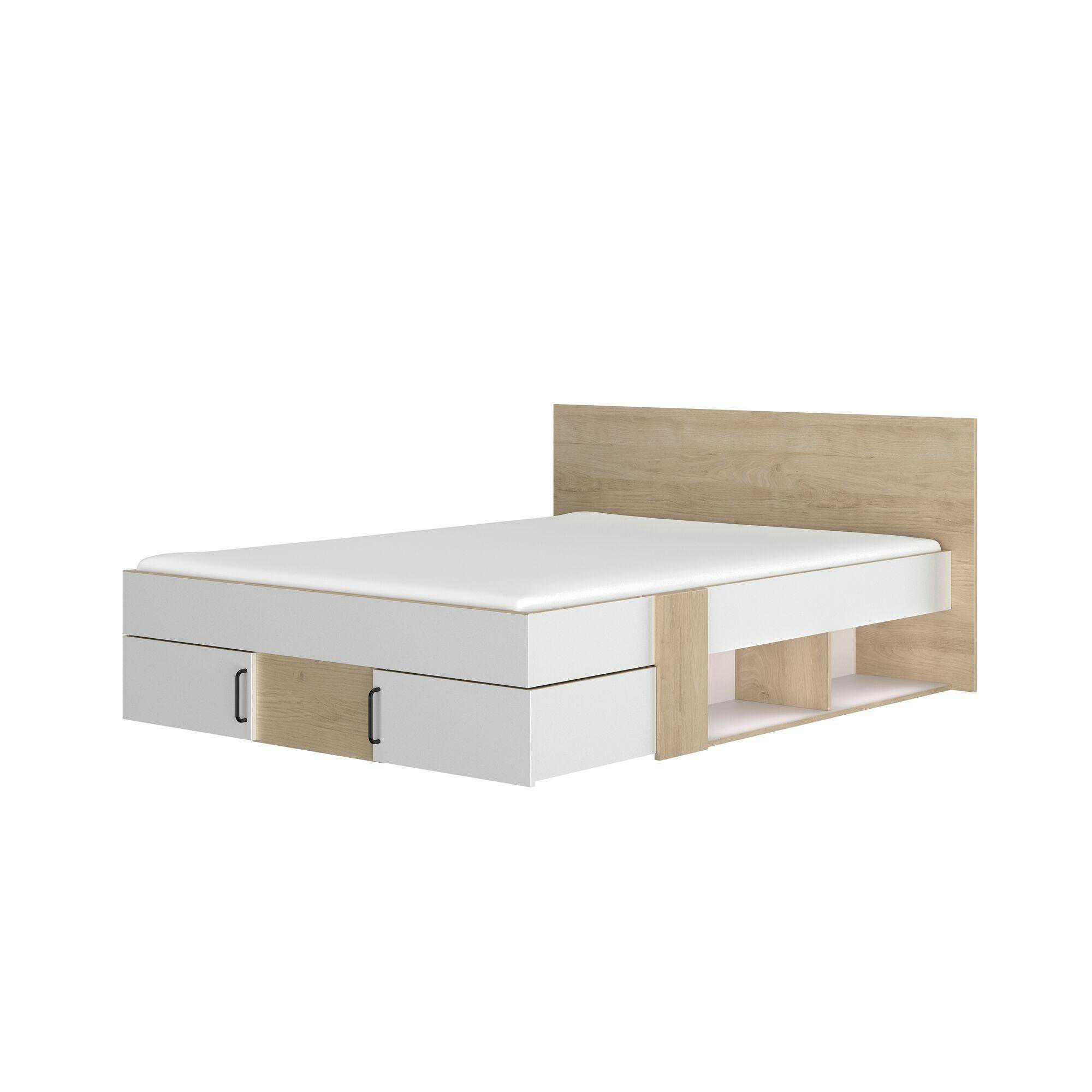 ELLIOT - Lit effet bois 140 x 190 cm