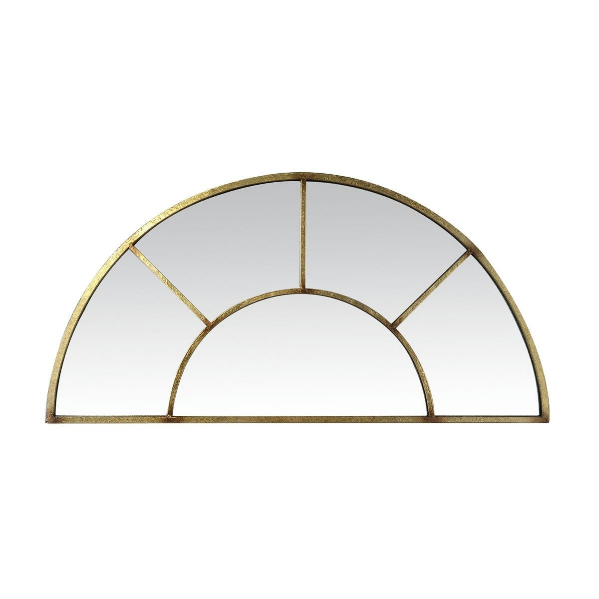 - Miroir demi lune effet fenêtre métal doré 92x46cm