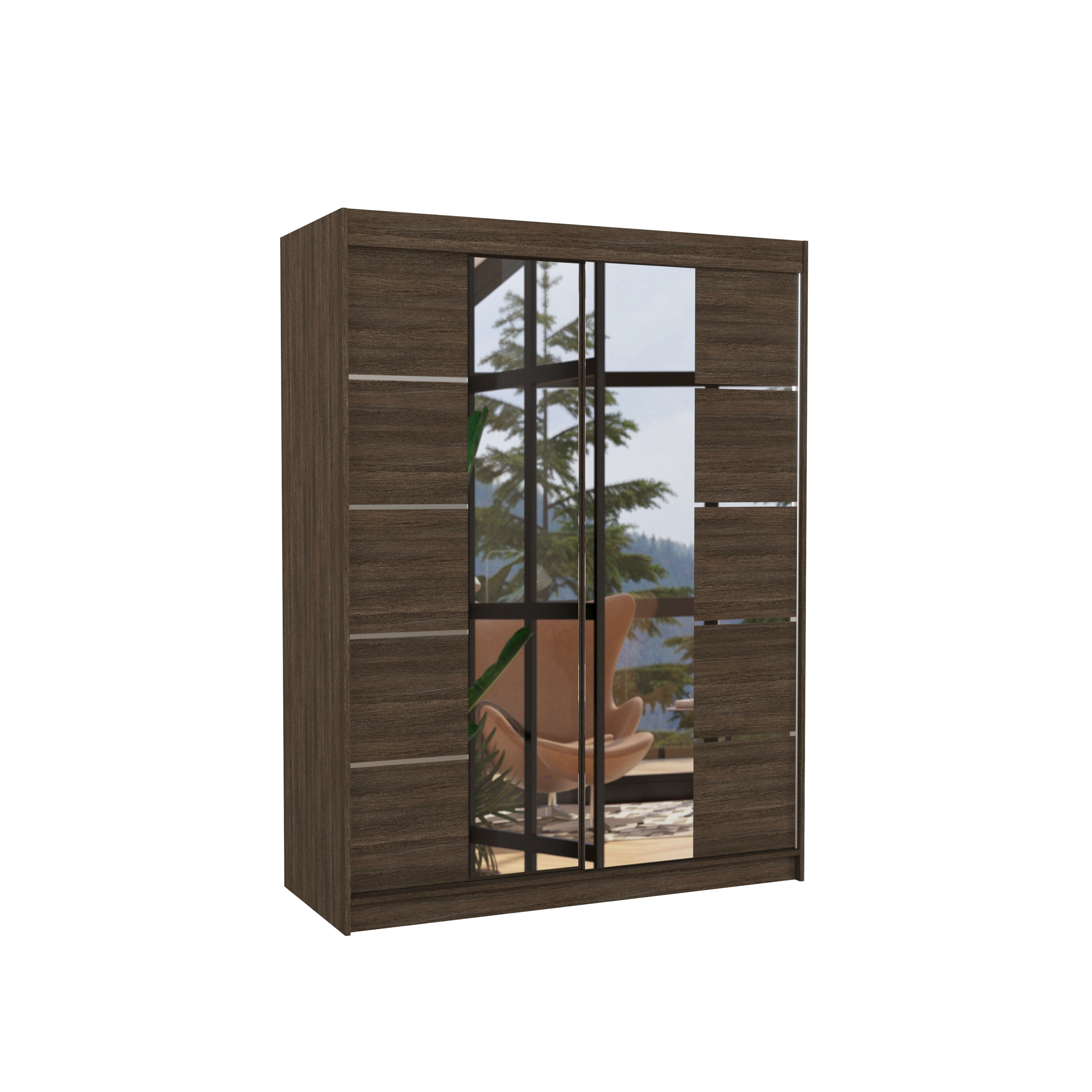 Szafa przesuwna z lustrem NORDIC 150 Choco