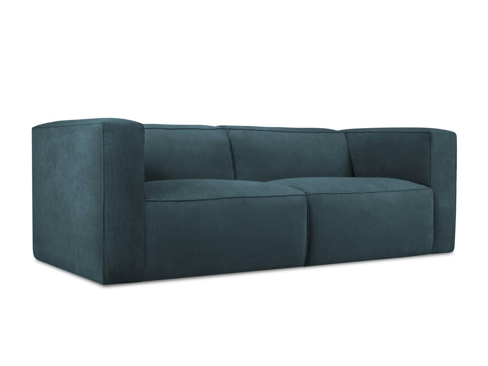 MUSE - Canapé 3 places en Velours Côtelé Bleu Foncé